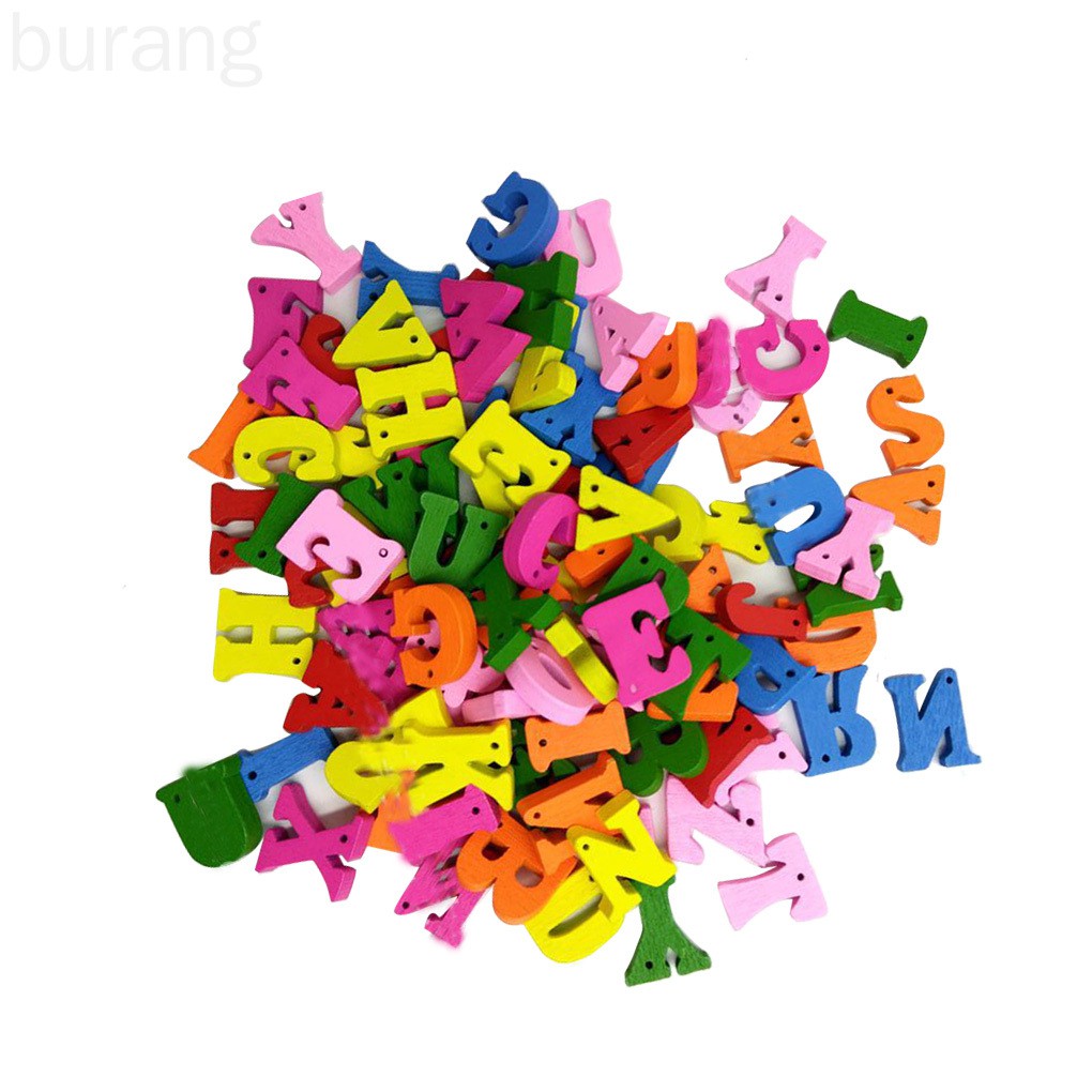 Set 100 Hạt Gỗ Hình Chữ Cái Nhiều Màu Sắc Cho Bé