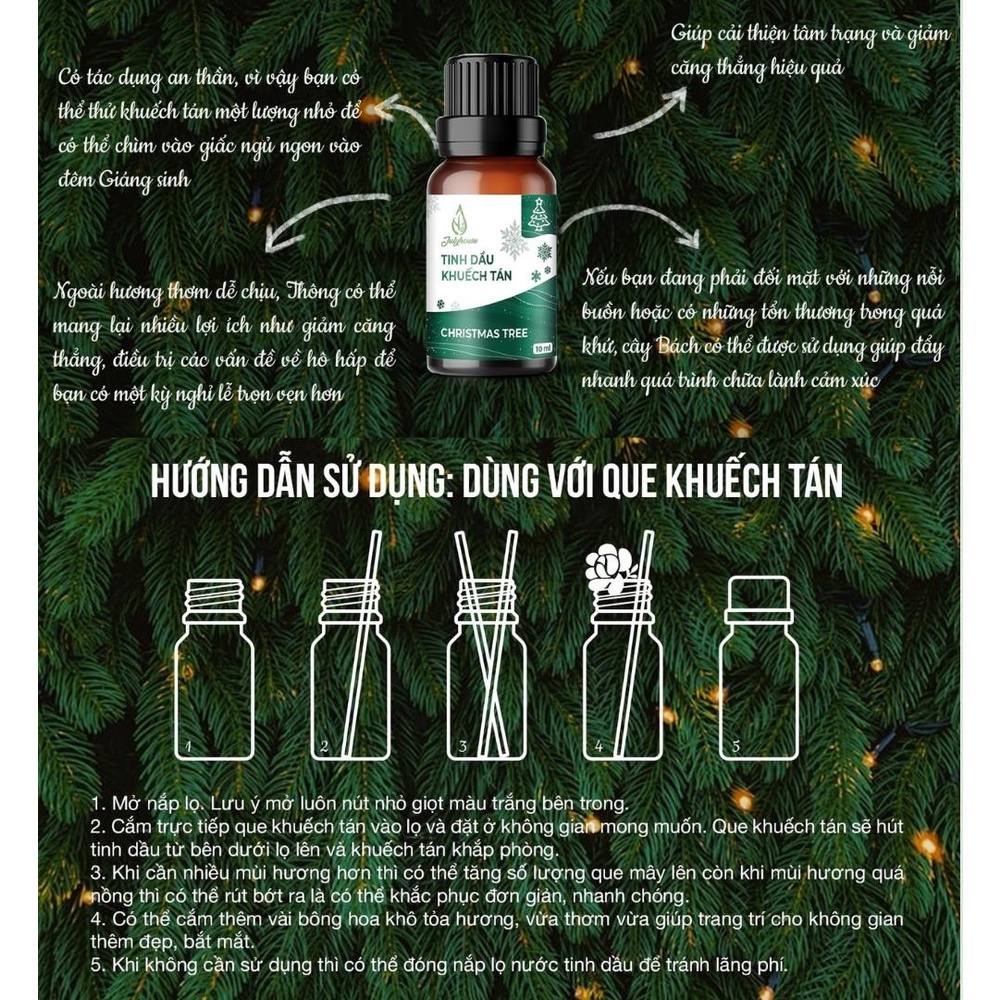 Bộ khuếch tán Tinh dầu Giáng Sinh ChristmasTree/Gift of Christ/Holiday Cheer 50ml/chai JULYHOUSE tặng kèm que khuếch tán