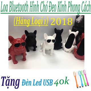 Loa Bluetooth Hình Con Chó Đeo Kính Phong Cách - Hàng Chất Lượng Loại 1 tặng kèm đèn led usb
