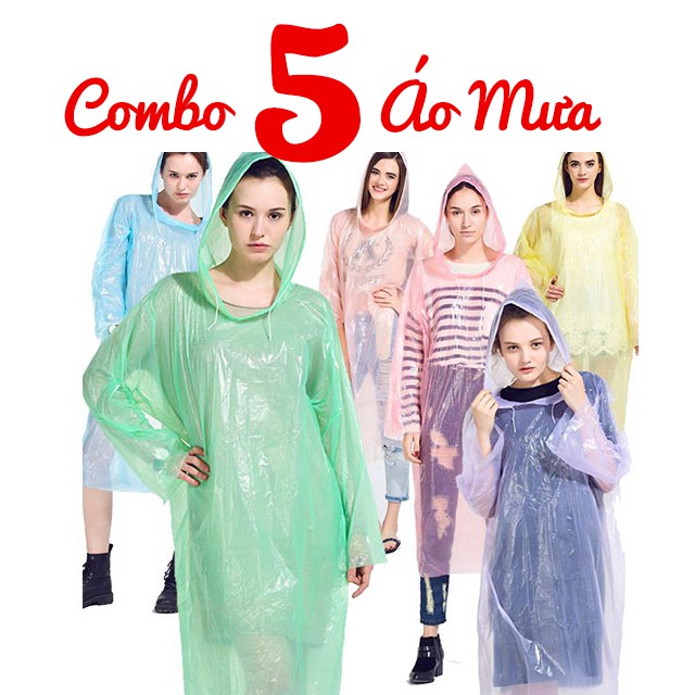 Combo 5 Ao Mưa 1 lần siêu ĐẸP