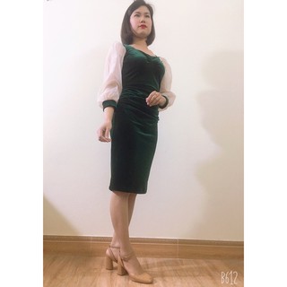 Đầm nhung dáng ôm- có ảnh thật