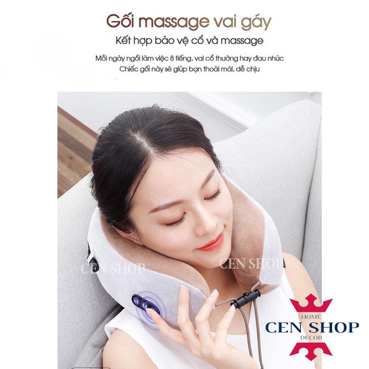 Máy massa cổ ⚡️𝐅𝐑𝐄𝐄 𝐒𝐇𝐈𝐏⚡️ Gối massage vòng cổ hỗ trợ mát xa vùng cổ, giảm đau nhức vai gáy