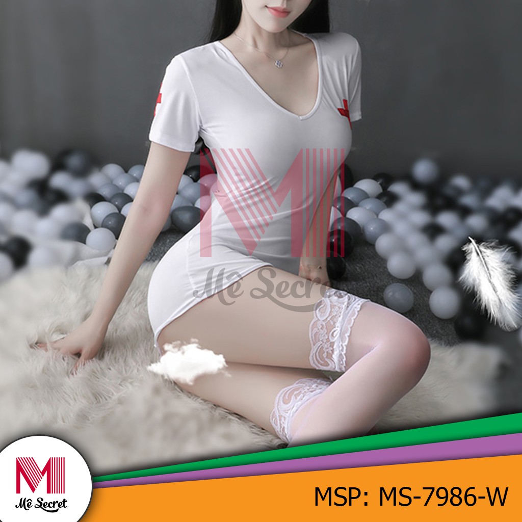 Cosplay - Nữ Y Tá Gợi Cảm - Đồ Ngủ Hóa Trang Nữ Y Tá Sexy, Quyến Rũ, Gợi Cảm, Khiêu Gợi - MS-7986-W