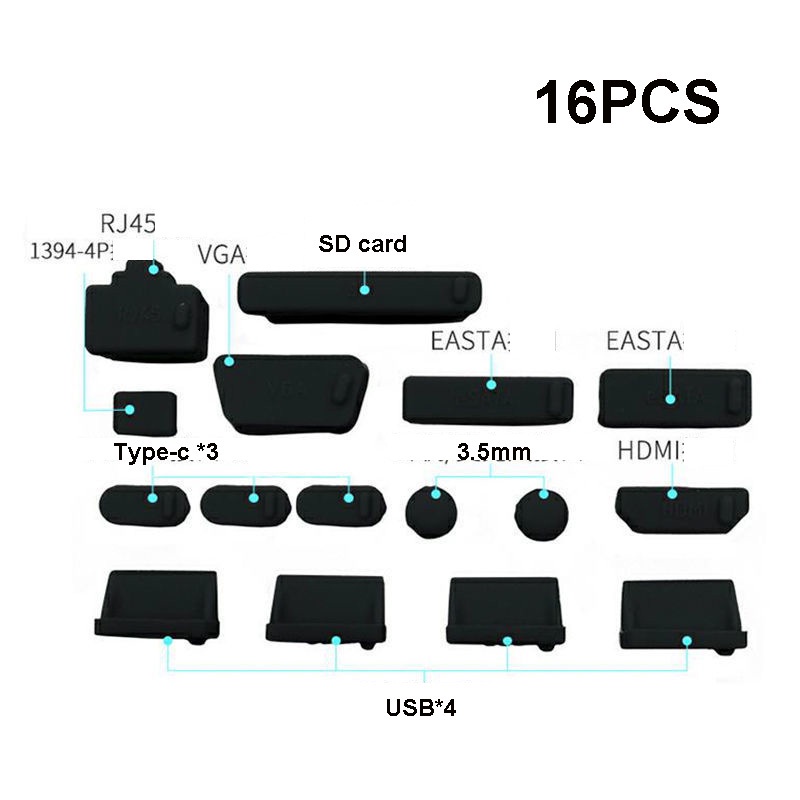 Set 16 vỏ bọc chống bụi chống nước cho cổng usb laptop