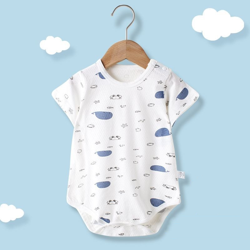 Bộ áo liền quần tay ngắn chất liệu Cotton thời trang mùa hè cho bé sơ sinh