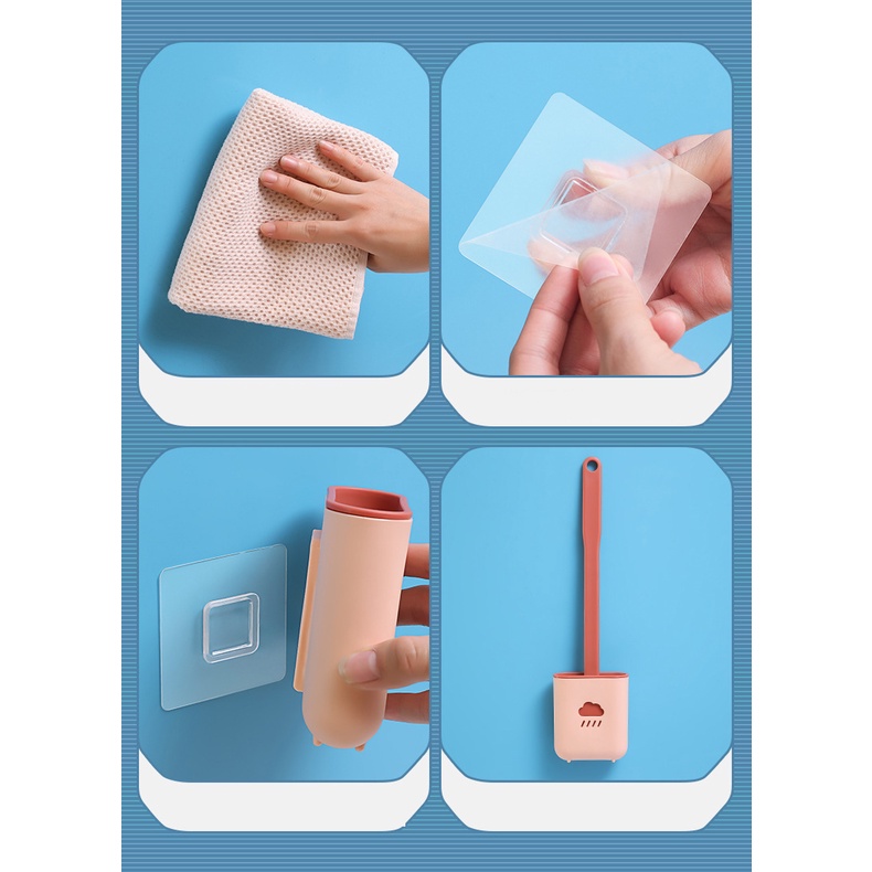 Cọ Vệ Sinh Toilet Nhà Tắm Hình Đám Mây Cao Cấp Kèm Hộp Dán Tường Tiện Dụng - Dumi Shop