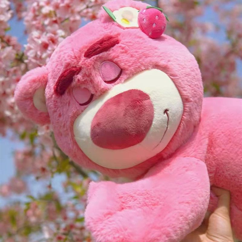 Gấu dâu tai dâu Lotso nằm ngủ chất bông cao cấp mềm mịn dễ thương