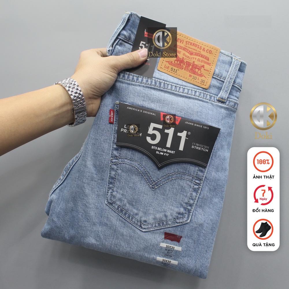 Quần Jean Nam Cao Cấp Xanh Bạc Denim XN-18, Quần bò nam dáng đứng, ôm nhẹ, chất vải co giãn - DOKI