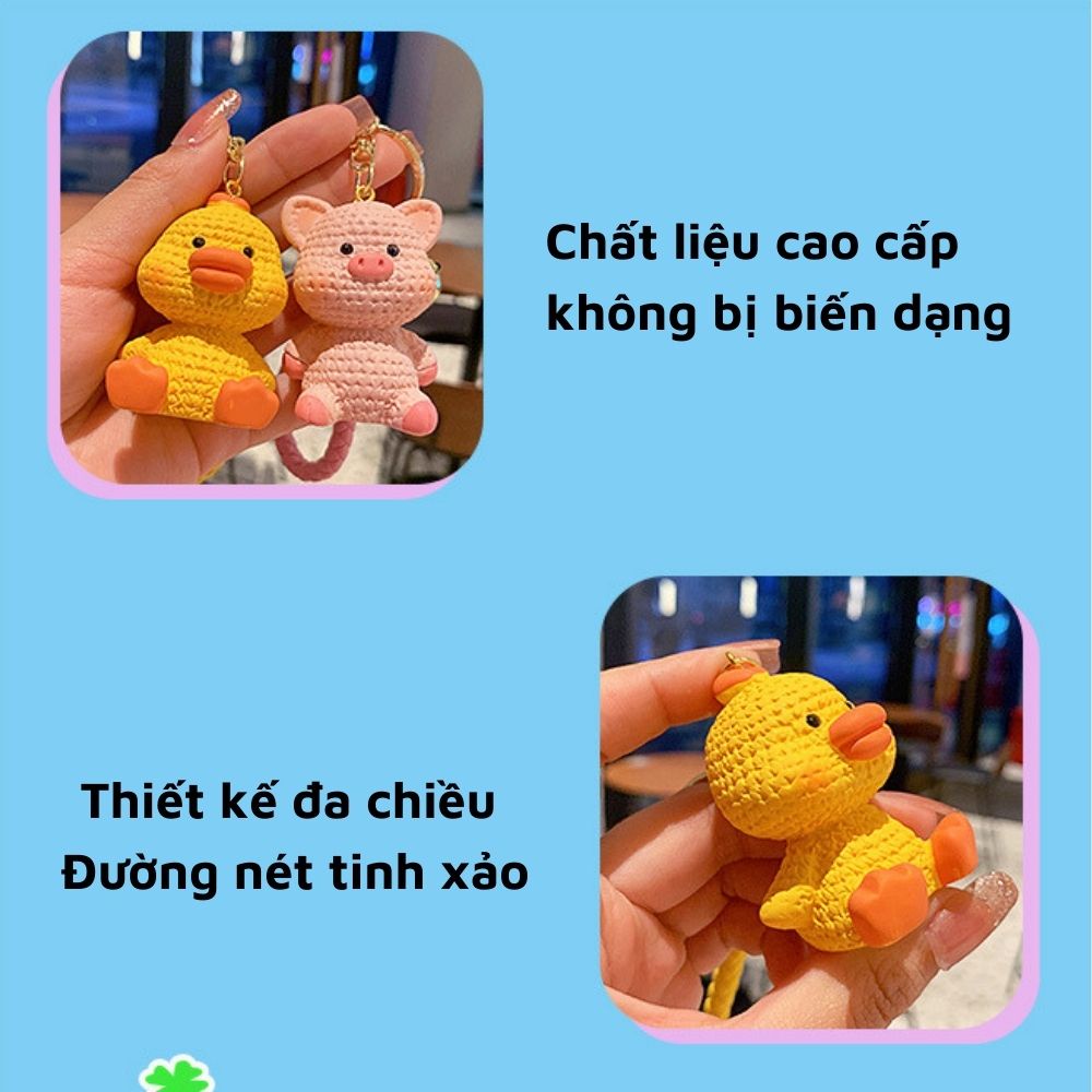 Móc khóa hoạt hình thú cưng dễ thương dây cao cấp móc cài mạ vàng sang chảnh