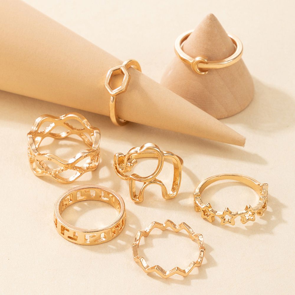 Bộ Nhẫn Đeo Ngón Tay Họa Tiết Bướm / Trái Tim / Ngôi Sao Phong Cách Punk Mới Cho Nữ