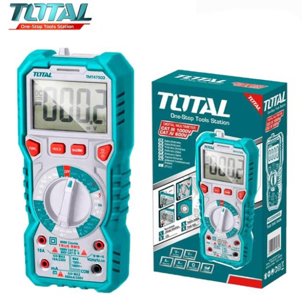 Máy Dụng Cụ Đo Đồng Hồ Đo Điện Vạn Năng 600A Total TMT47503 - Có đèn nền và đèn chiếu sáng