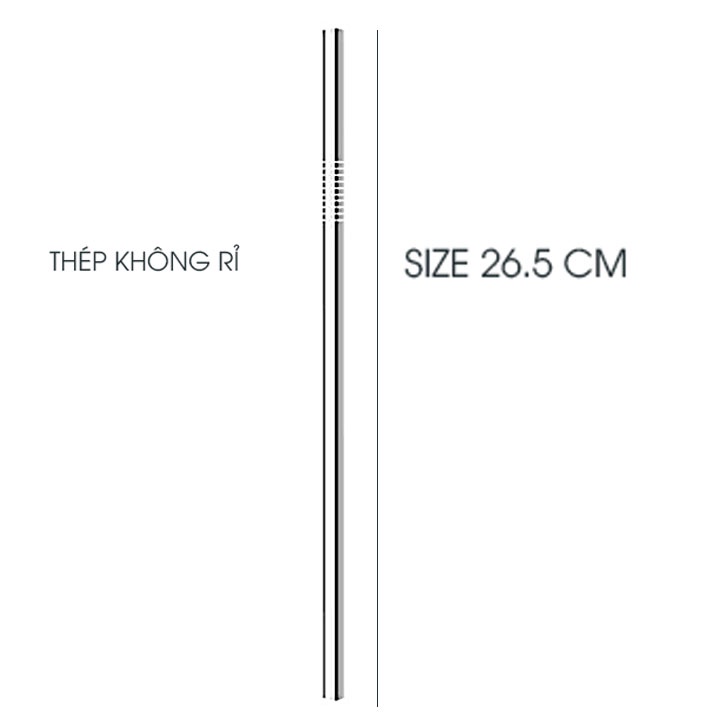 Ống hút inox - thép không rỉ 304 - Size 26.5 x 0.8cm - bền bỉ sáng bóng đẹp.