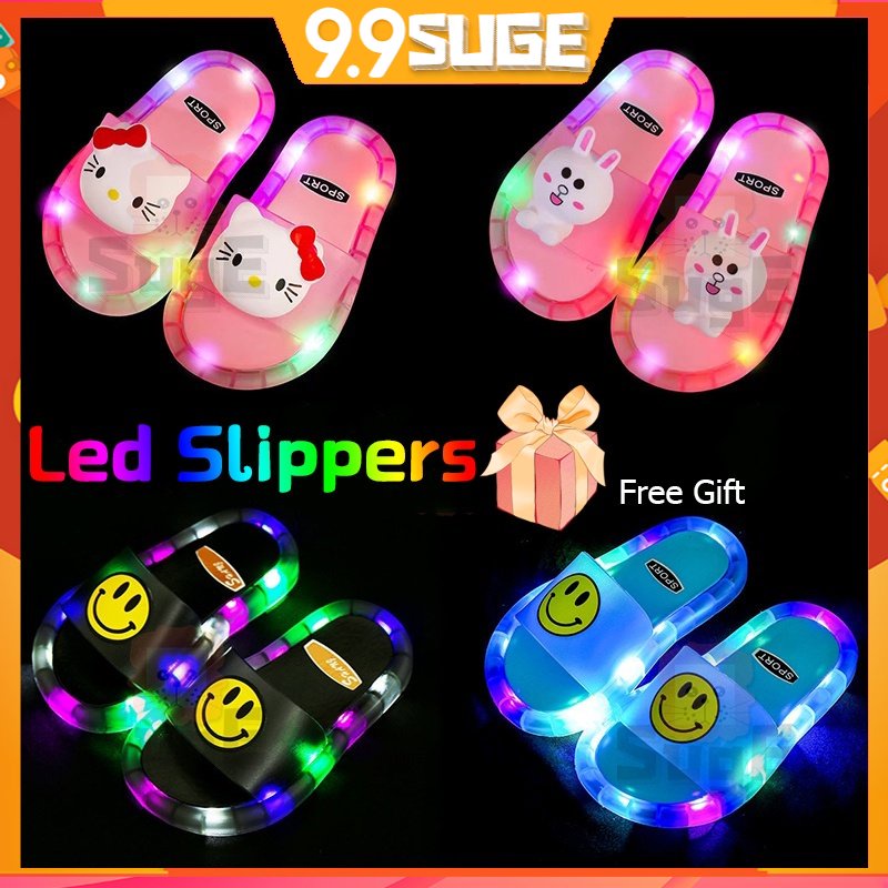 【Suge】 Dép đi trong nhà cho trẻ em | Dép có đèn Led phát sáng | Thiết kế hoạt hình dễ thương