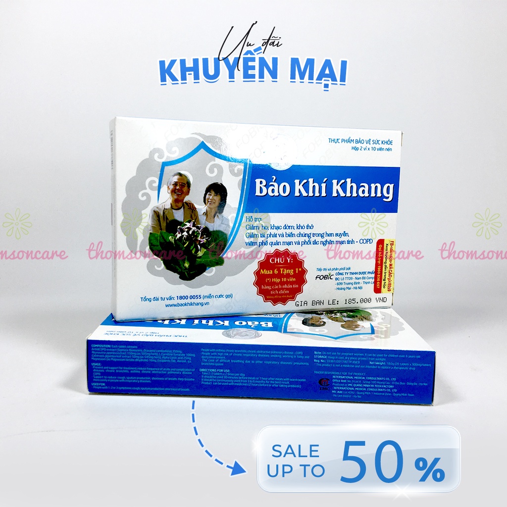 Bảo khí khang Mua 6h tặng 1h bằng tem tích điểm - hộp 20 viên dạng vỉ hỗ trợ giảm đờm ho khó thở, phế quản