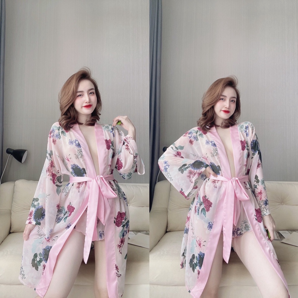 Áo Choàng Ngủ, Áo Choàng Lụa Phối Ren Mi Cao Cấp Dưới 65Kg - Hàng nhập khẩu | BigBuy360 - bigbuy360.vn