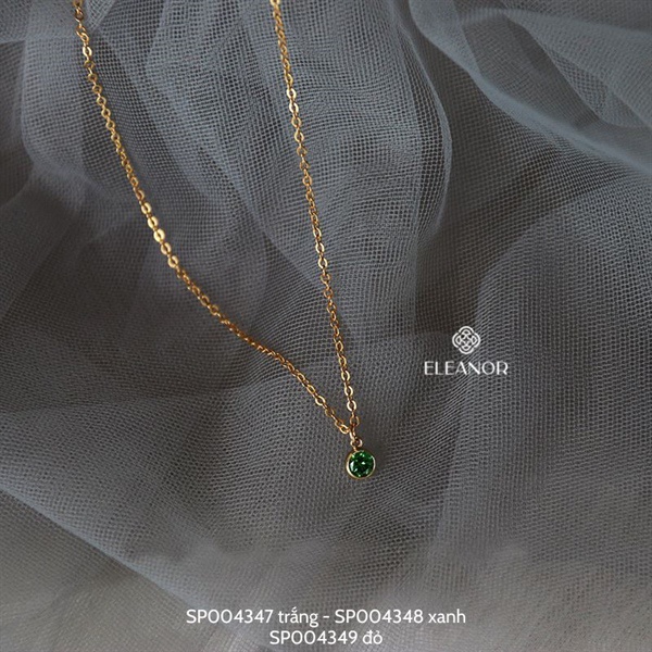 Dây chuyền nữ bạc 925 Eleanor Accessories mặt tròn đính đá phụ kiện trang sức 4347