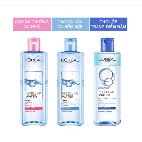 Nước tẩy trang Loreal Nước tẩy trang L'Oreal Paris 3-in-1 Micellar Water 400ml | BigBuy360 - bigbuy360.vn