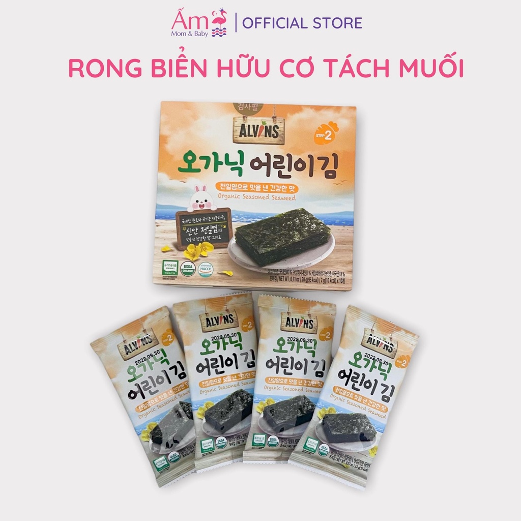 Rong Biển Hữu Cơ Tách Muối Alvins Ấm Baby Ăn Dặm Organic 10Gram/20Gram Cho Bé Từ 6 Tháng Tuổi Ấm Gift Decor