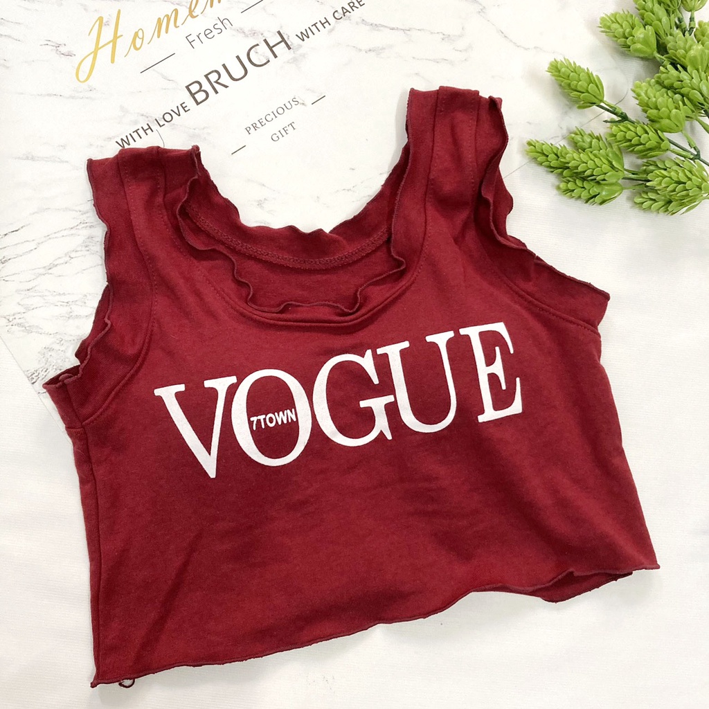 Áo Thun sát nách cho Nữ dáng Croptop từ 35-45kg in chữ vogue - AONU15