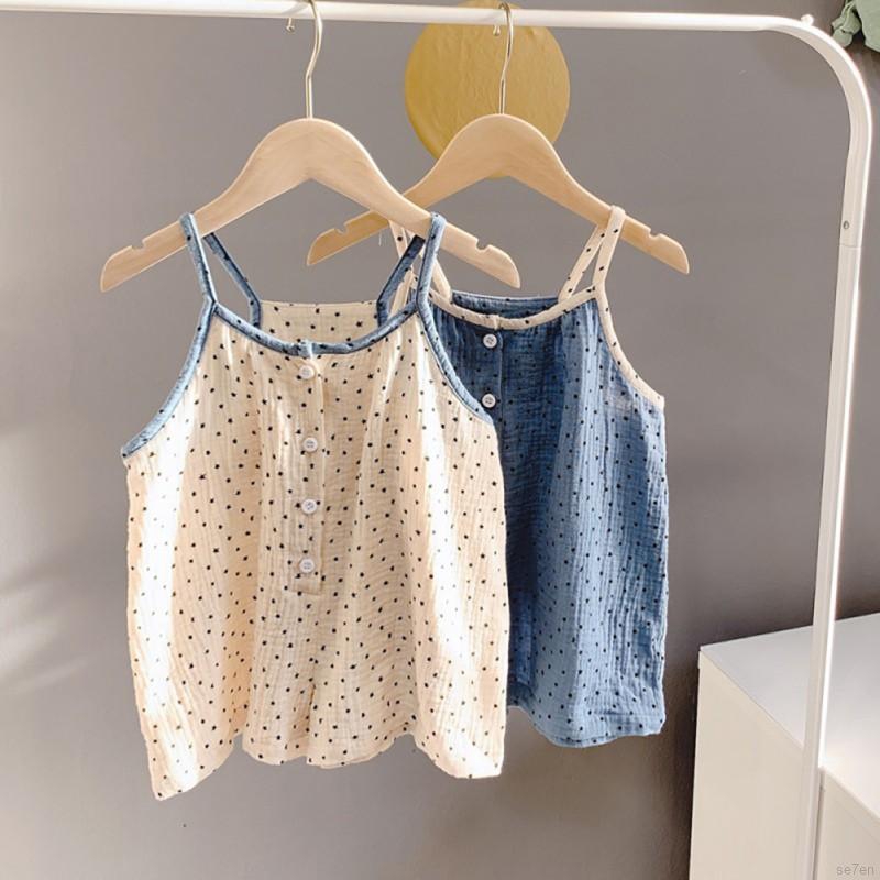 Jumpsuit Sát Nách Hoạ Tiết Chấm Bi Xinh Xắn Cho Bé Gái