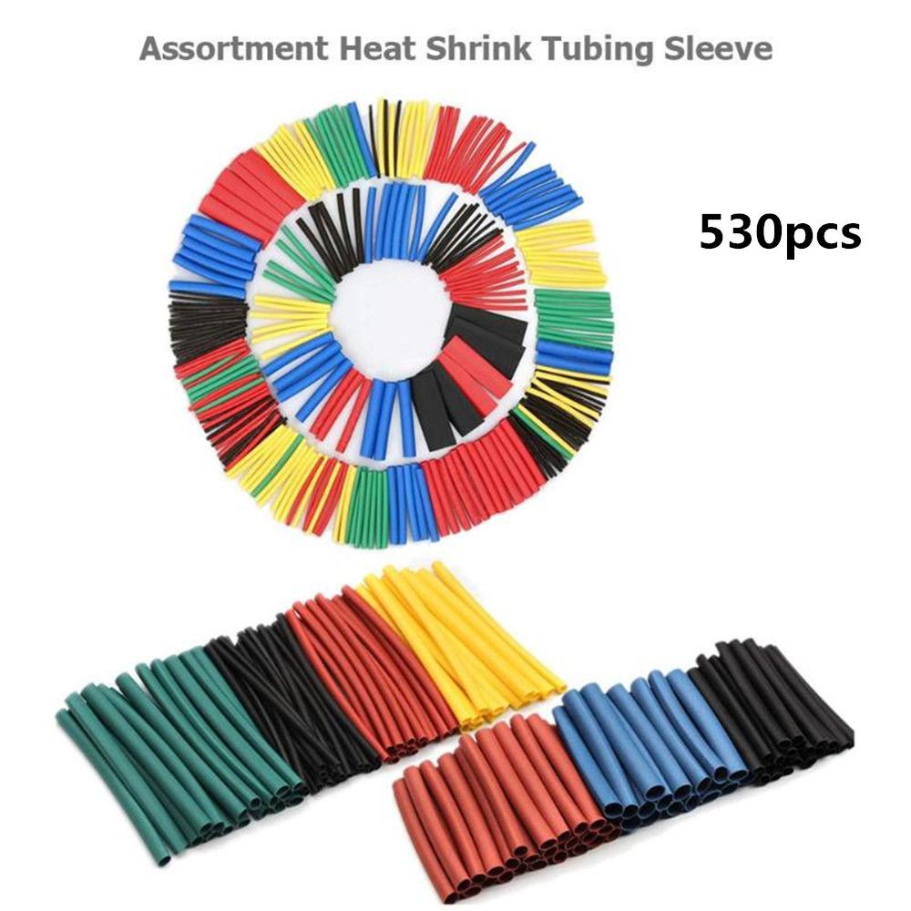 Set 530 Ống Co Nhiệt Nhiều Kích Thước Nhiều Màu Sắc Kèm Hộp Đựng Polyolefin 2: 1
