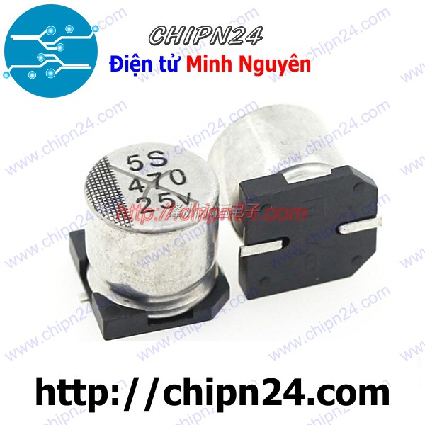 [3 CON] Tụ nhôm 470uF 25V 10x10.5mm [SMD Dán]