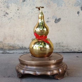 hồ lô trơn vàng bóng bằng đồng cao 20,5cm, hồ lô phong thủy bằng đồng