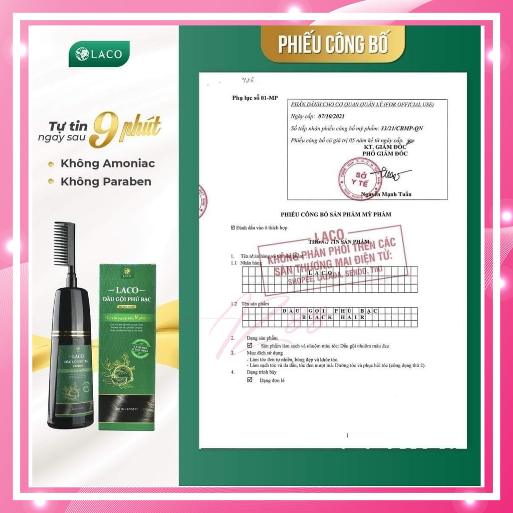 DẦU GỘI PHỦ BẠC LACO TÓC ĐEN CHỈ TRONG 9 PHÚT