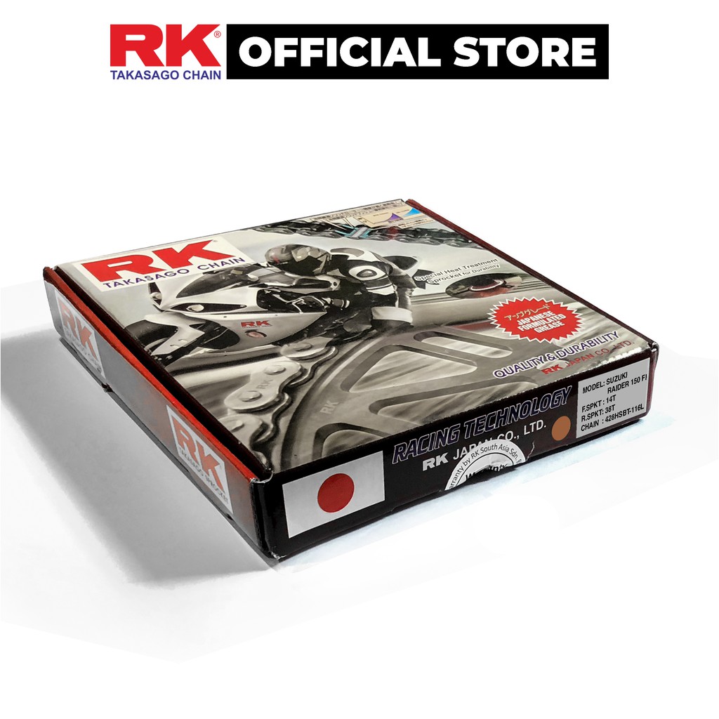 Nhông Sên Dĩa RK Takasago chain Chain dành cho xe máy Suzuki Raider 150 Fi, 10 ly thép không phốt cao su