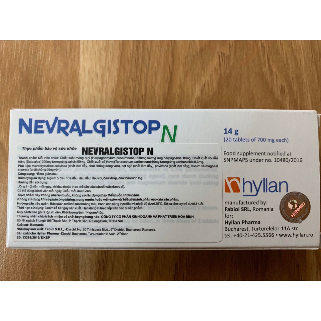 Viên Uống Nevralgistop N (Hộp 20 viên) - hỗ trợ giảm đau đầu, đau cơ, đau khớp, đau thần kinh toạ - cvspharmacy