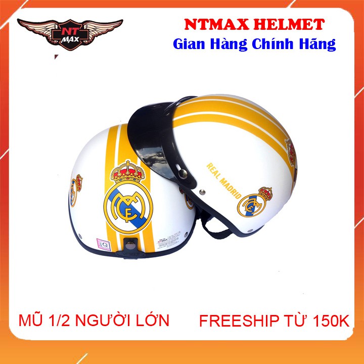 Mũ bảo hiểm 1/2 real madrid NTMAX cao cấp chuẩn quatest 4