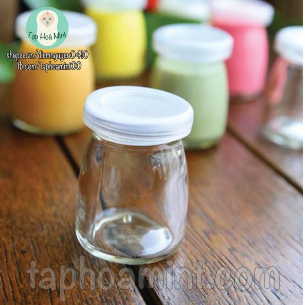 Bộ 12 hủ thủy tinh làm sữa chua 100ml có nắp đậy