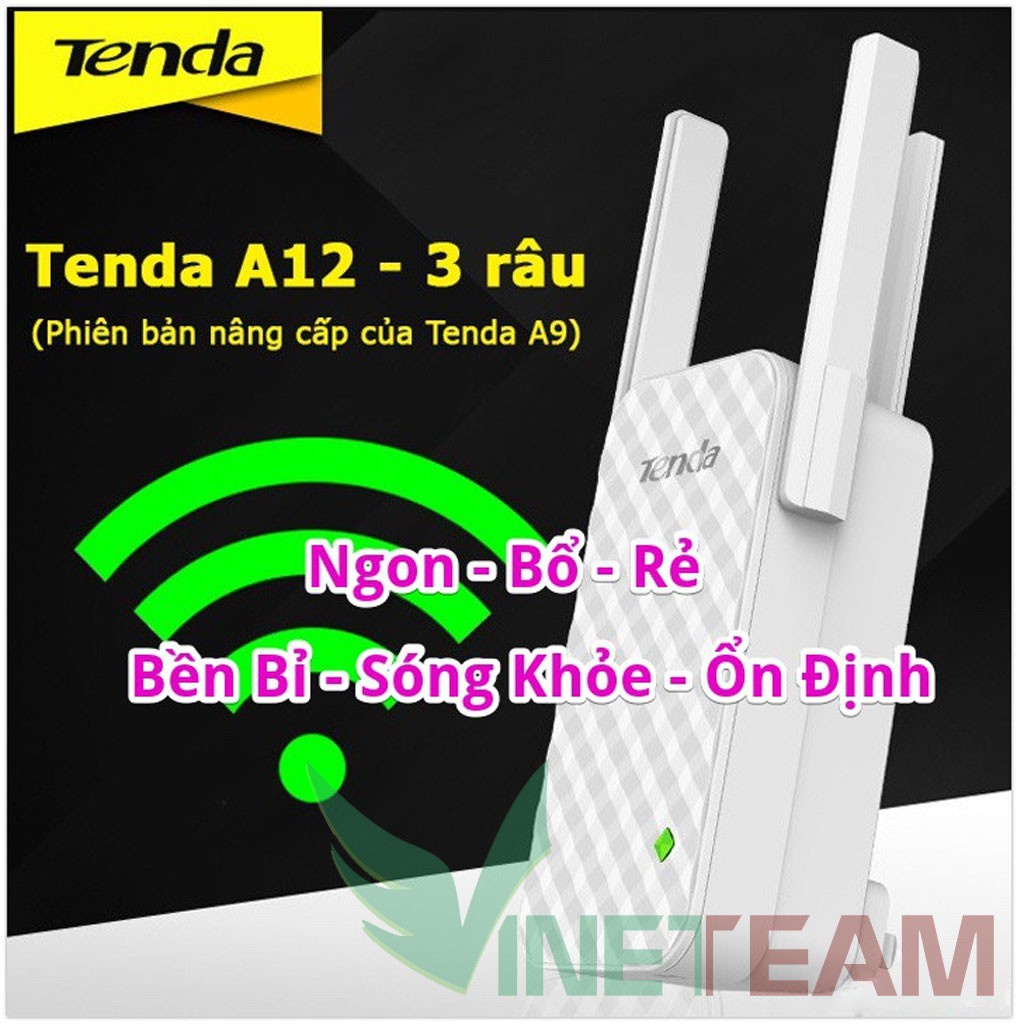 Bộ kích sóng wifi 3 râu chất lượng cao Tenda A12 (Wifi Repeater A12) -dc4312