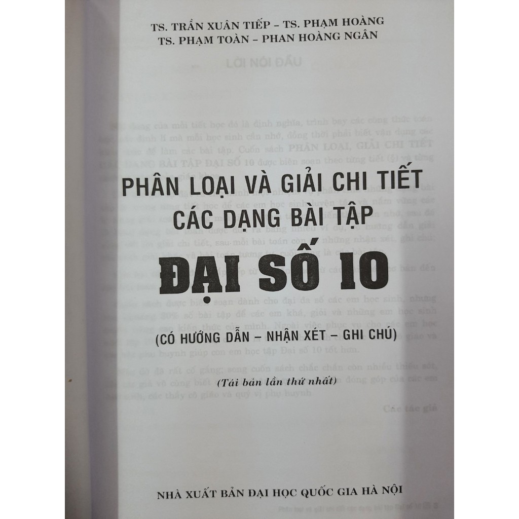 Sách - Phân loại &amp; giải chi tiết các dạng bài tập Đại số 10