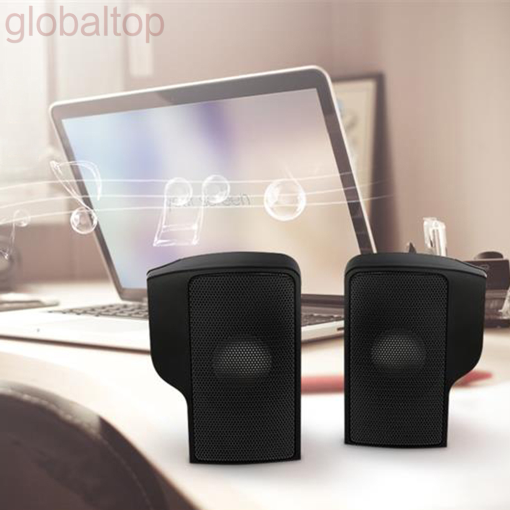 Portable Mini USB Stereo Speaker Notebook Laptop Computer PC Screen Clip-on Music Player Black