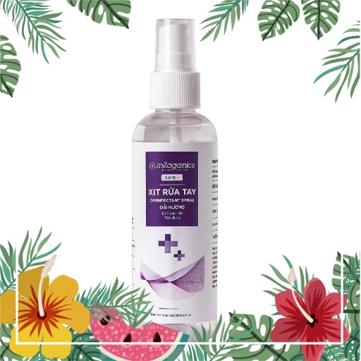 Dung Dịch Rửa Tay Khô Milaganics Oải Hương kháng khuẩn, không gây khô da dạng xịt chính hãng 100ml