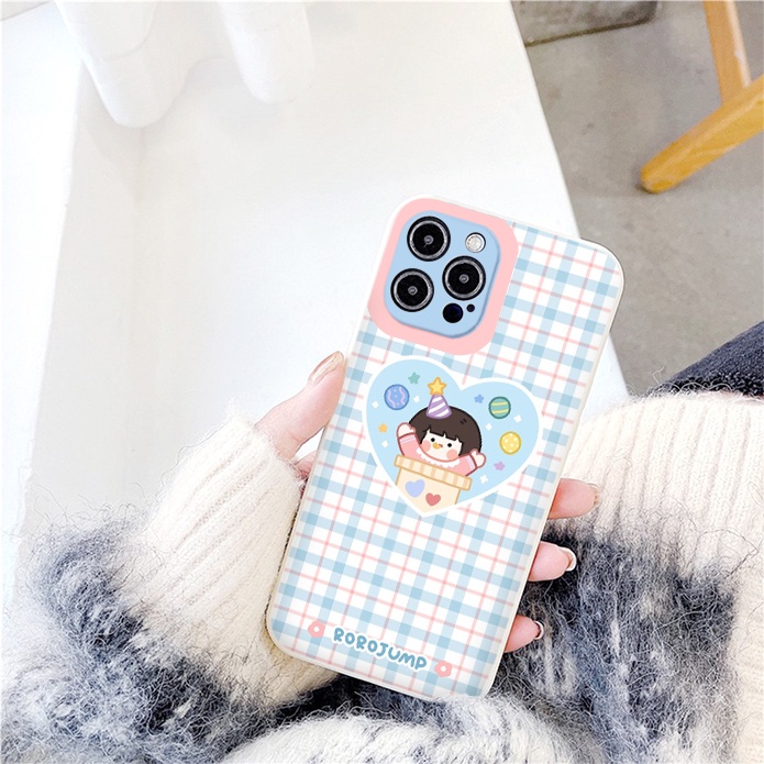Ốp điện thoại iphone bé gái caro Rorojump cho 6/6plus/6s/6splus/7/7plus/8/8plus/x/xr/xs/11/12/13/pro/max/plus/promax