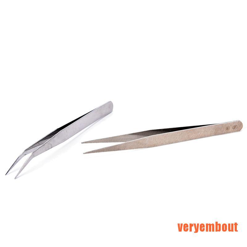 Set 2 Nhíp Thẳng Bằng Thép Không Gỉ Dùng Để Gắp Các Sản Phẩm