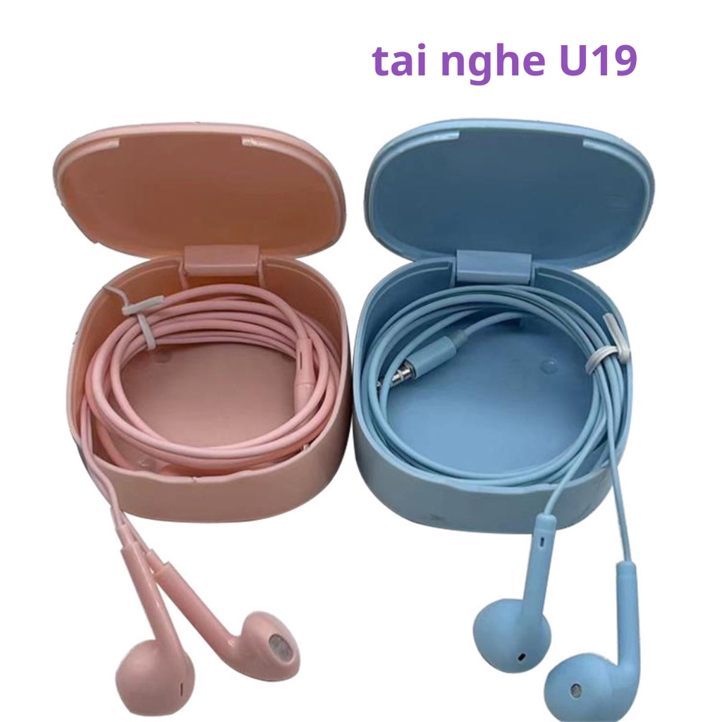 Tai nghe có dây nhét tai U19 TUEMAN có mic âm thanh êm nhiều màu sắc Macaron độc lạ jack cắm 3.5mm cho điện thoại