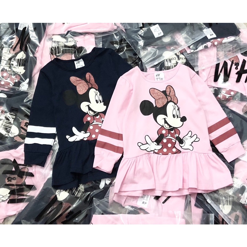 set 2 áo váy mickey nơ nhũ