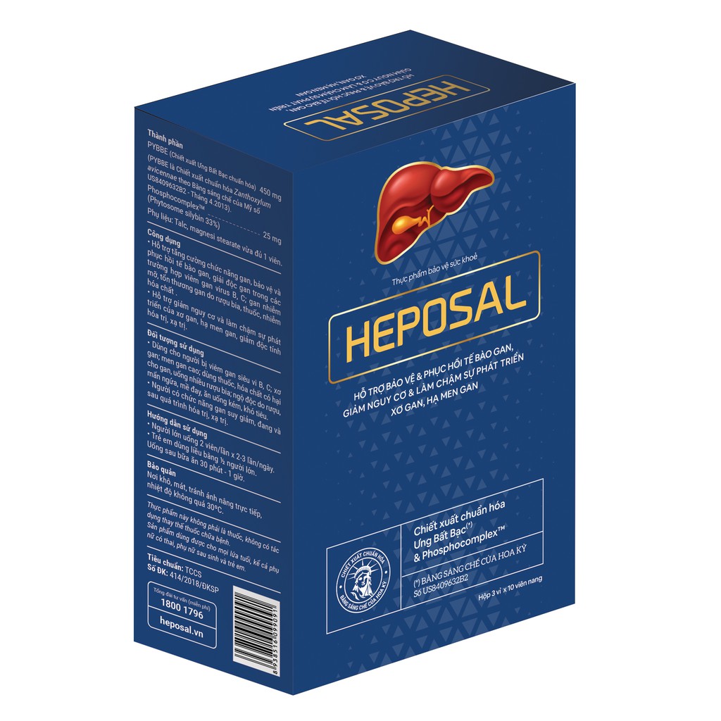 HEPOSAL - Thanh nhiệt, giải độc gan, tăng cường chức năng gan, phục hồi tổn thương gan do bia rượu và các bệnh lý về gan