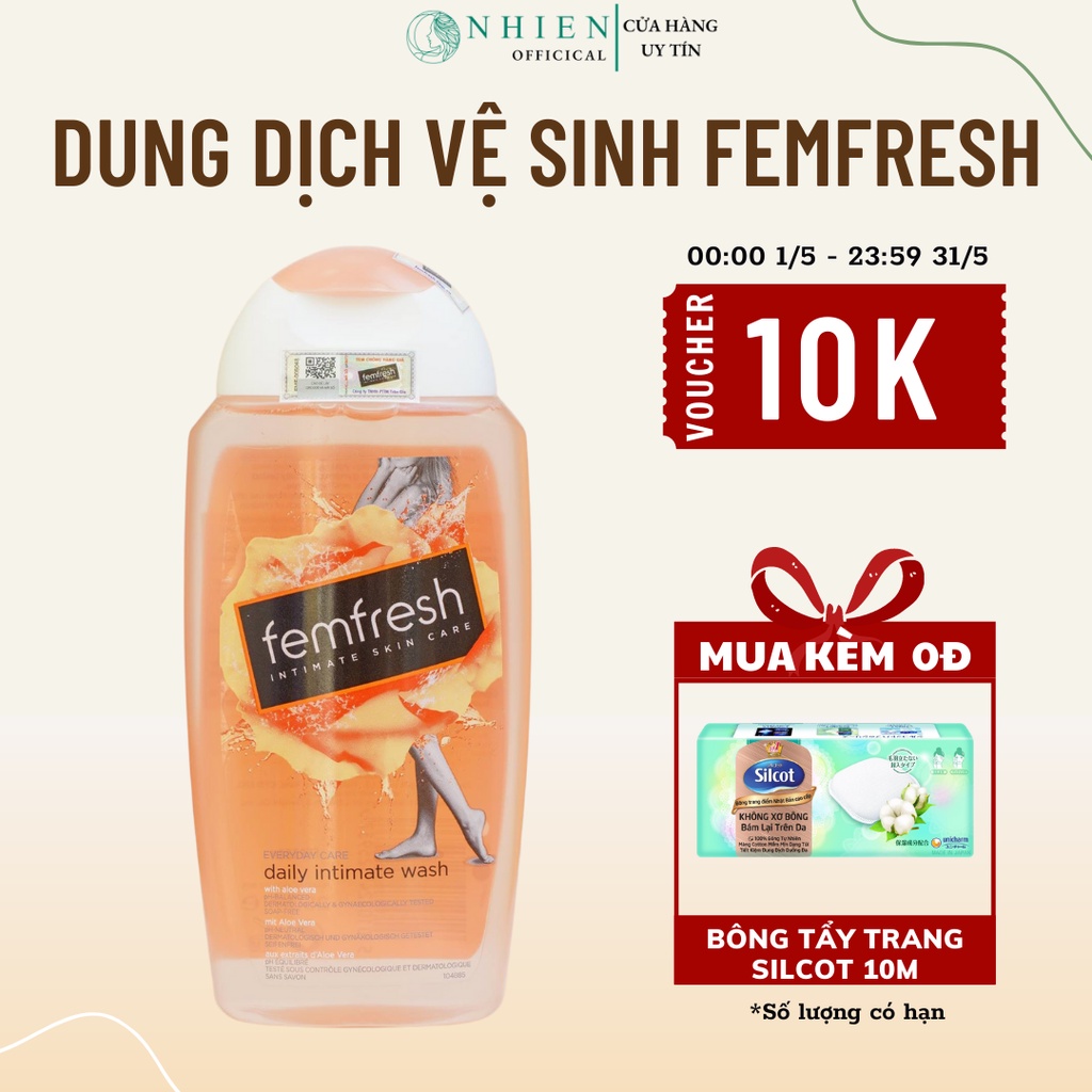 Dung dịch vệ sinh phụ nữ Femfresh cam daily hằng ngày làm sạch vùng kín, ngừa nấm ngứa, viêm nhiễm 150ml - 250ml