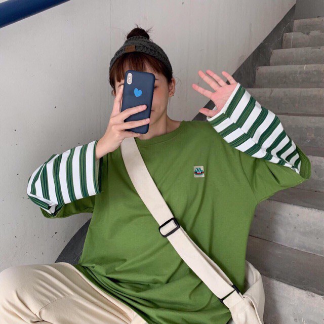 Áo thun tay dài form rộng - phông dài tay nam nữ oversize thêu ếch nối tay - 2N Unisex