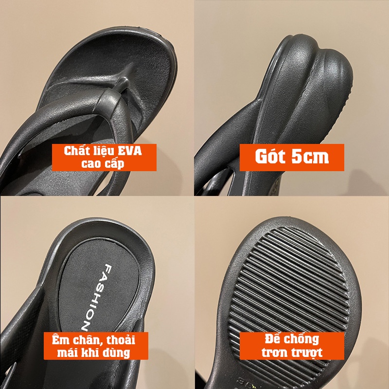 Dép Xỏ Ngón Nữ Đế Cao 5cm Cao Cấp, Dép Tông Nữ Thoải Mái Êm Chân
