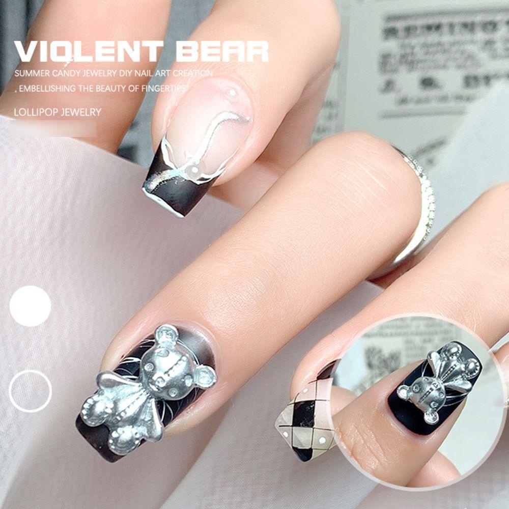 Vật Liệu Trang Trí Móng Tay 3D Hình Gấu Violent Dễ Thương DIY