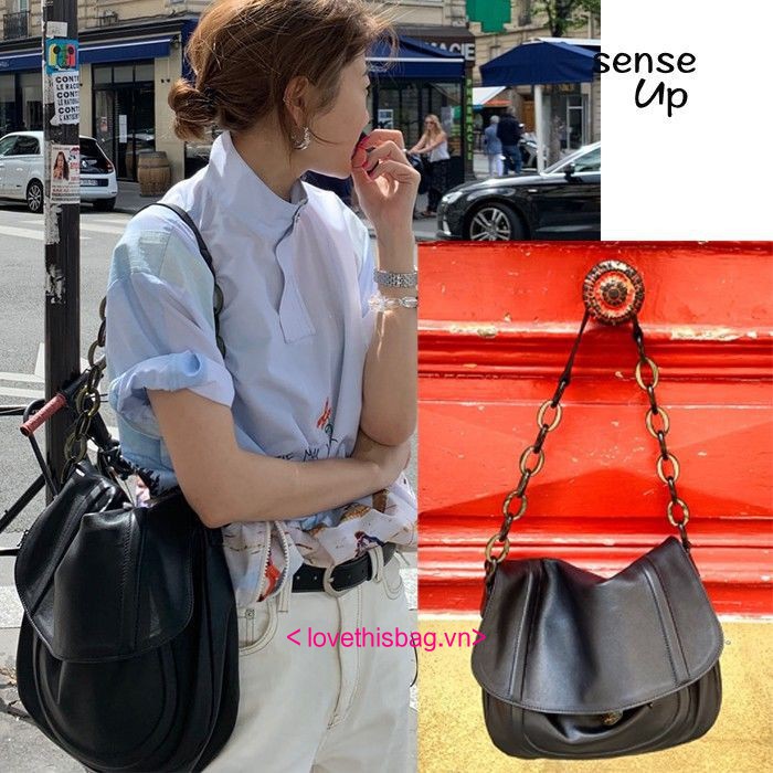 Túi đeo vai màu trơn bằng da PU thời trang Hàn Quốc cho nữ
