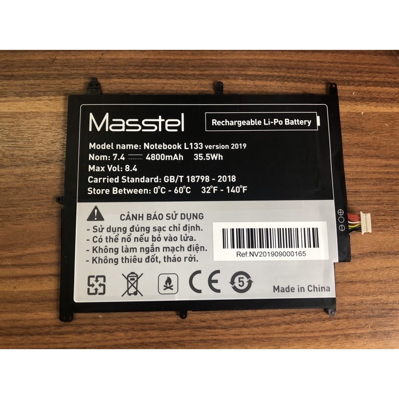 Pin Masstel Notebook L133 version 2019