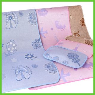 Chiếu lụa điều hòa kèm gối thảo dược cho bé sơ sinh, KT 100x60cm - CH2