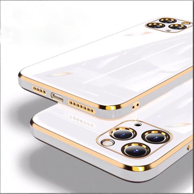 Ốp Điện Thoại Silicon Mềm Mạ Điện Viền Màu Vàng Cho iPhone 11 12 Pro Max 7 8 SE 2020 8 Plus Xr XsMax X 6s 6 Plus