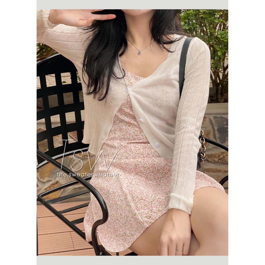 Set cardigan mỏng kèm váy 2 dây mini hoa nhí (Ảnh thật) | BigBuy360 - bigbuy360.vn